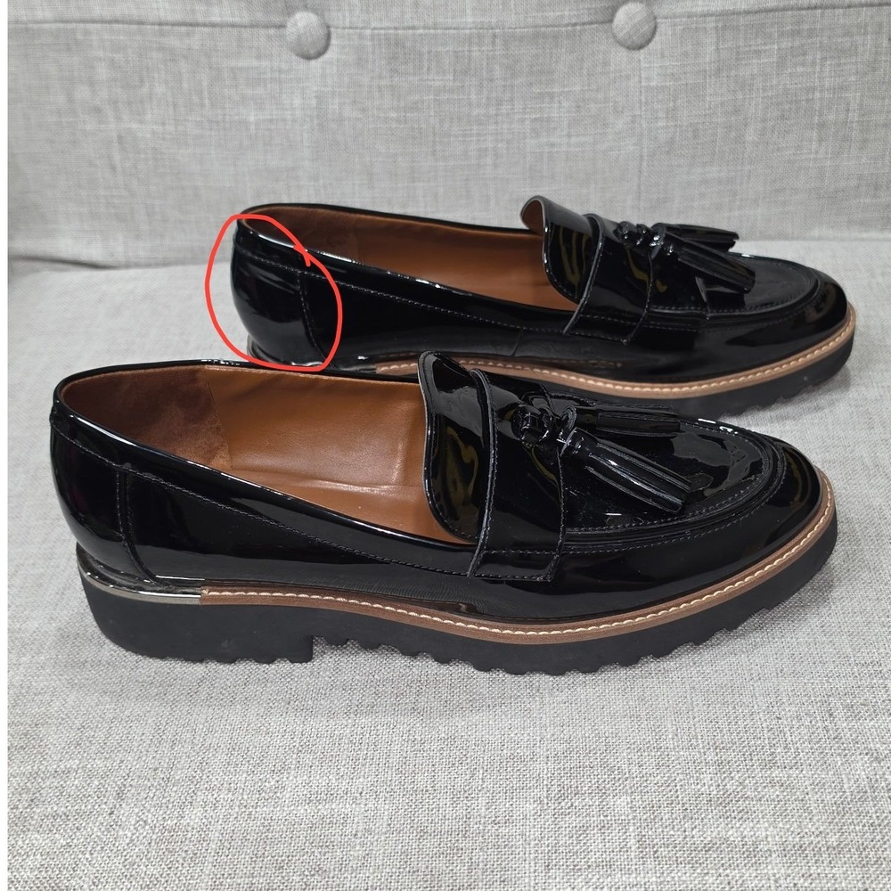 Franco Sarto Carolynn Black Patent Tassel Lug Sole Platform Loafers - Picture 4 of 9